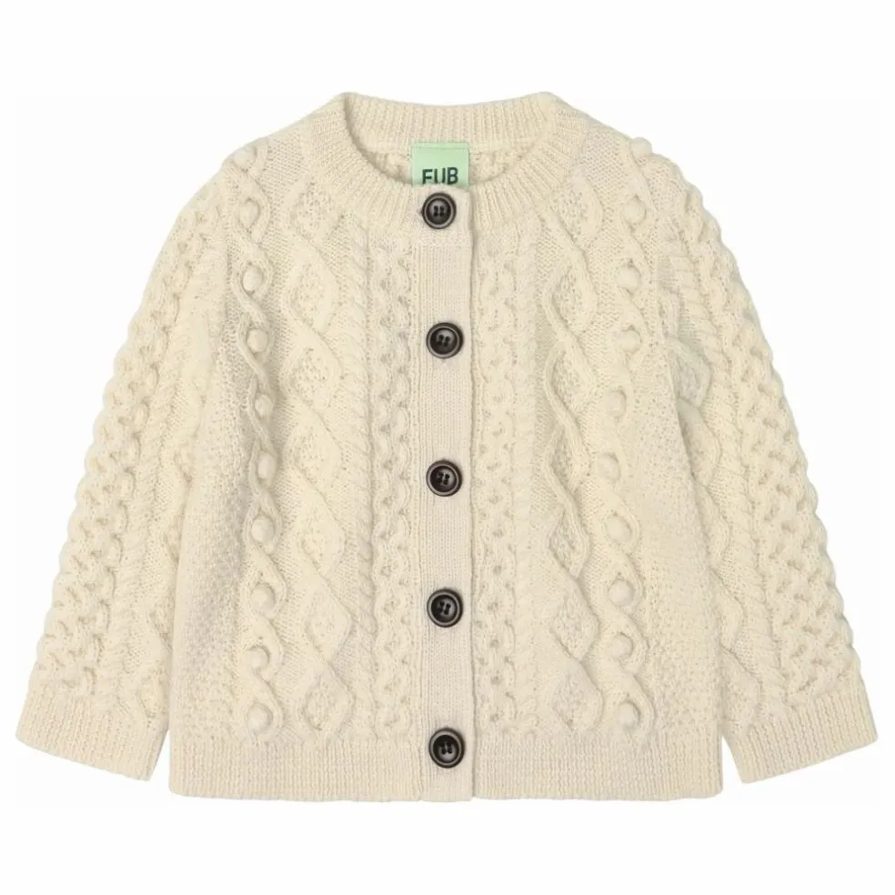 Cardigan Aran Laine de Mérinos Bébé | Ecru