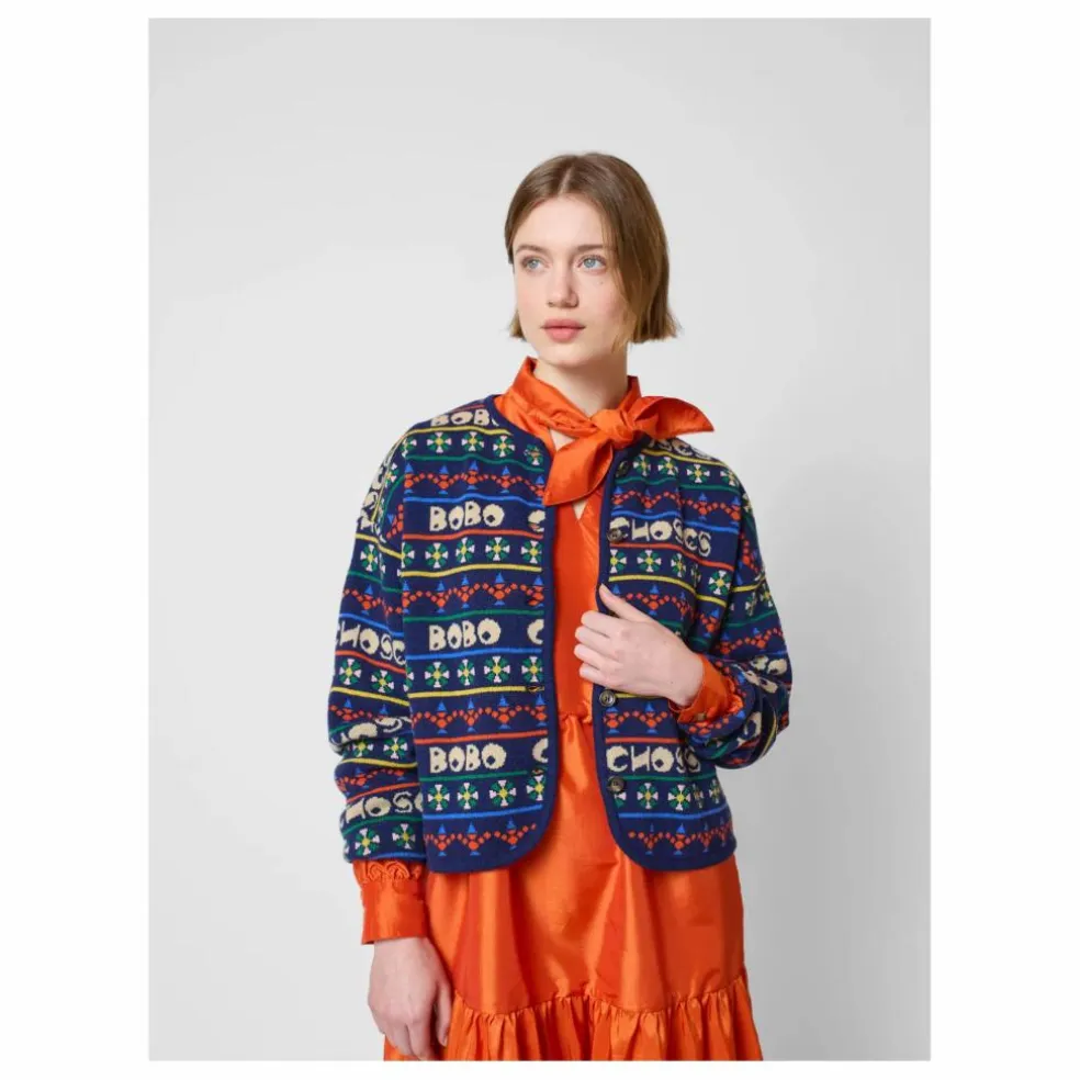 Cardigan Bobo Choses Laine et Fibres Recyclées - Collection Femme | Bleu marine