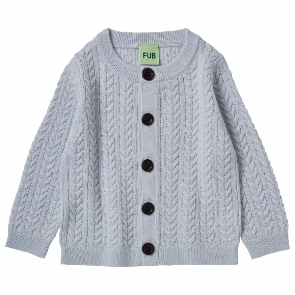 Cardigan Cable Maille Fine Laine Mérinos | Bleu ciel