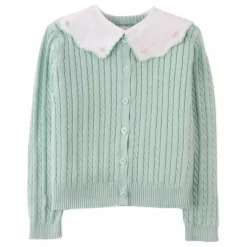 Cardigan Col Claudine | Vert d'eau