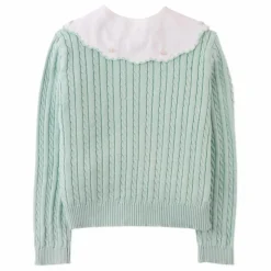 Cardigan Col Claudine | Vert d'eau