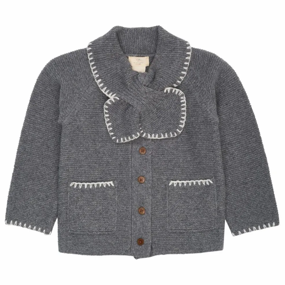 Cardigan Col Echarpe Laine | Gris