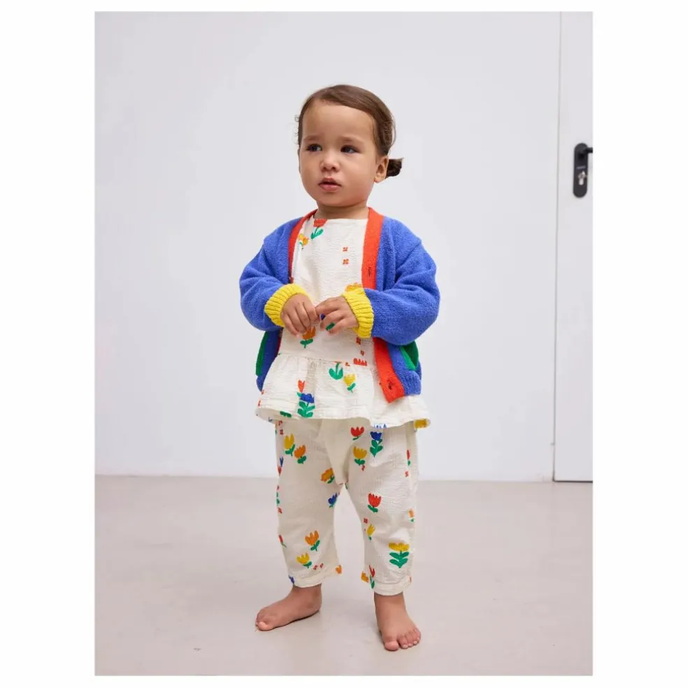 Cardigan Colorblock Coton Bio | Bleu