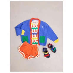 Cardigan Colorblock Coton Bio | Bleu