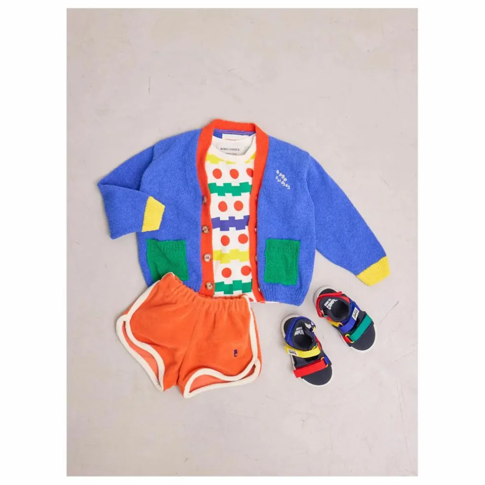 Cardigan Colorblock Coton Bio | Bleu