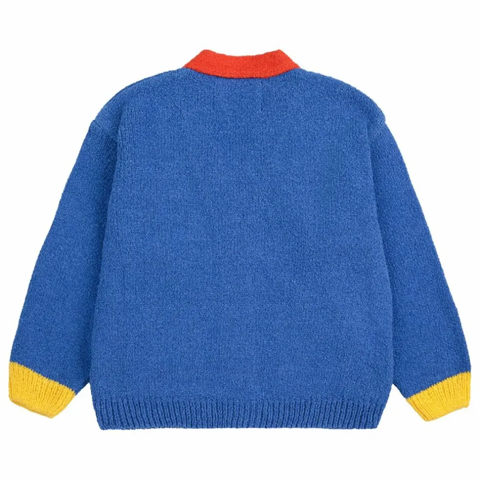 Cardigan Colorblock Coton Bio | Bleu