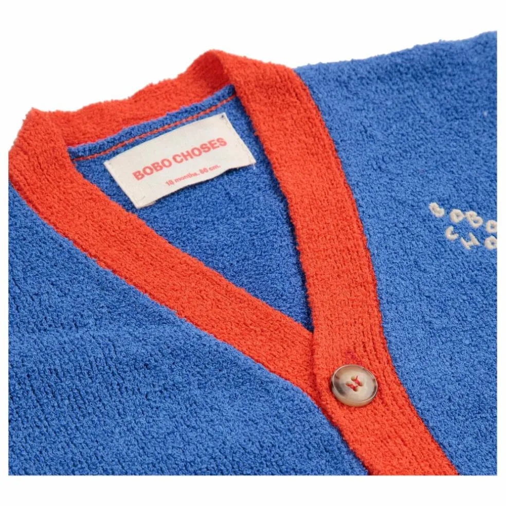 Cardigan Colorblock Coton Bio | Bleu
