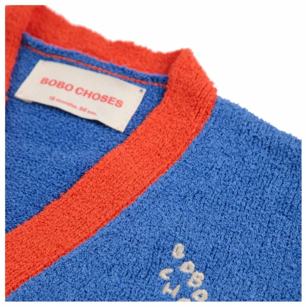 Cardigan Colorblock Coton Bio | Bleu