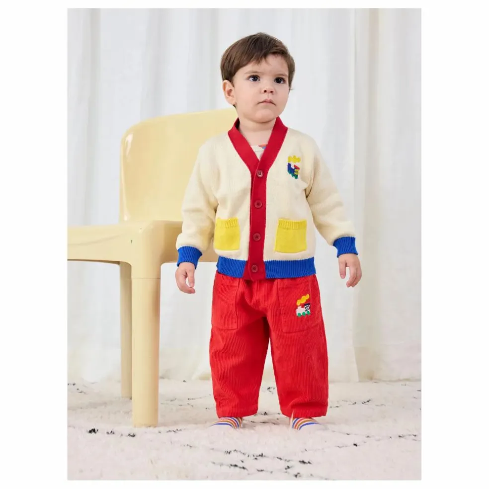 Cardigan Colorblock Train Coton Bio | Ecru