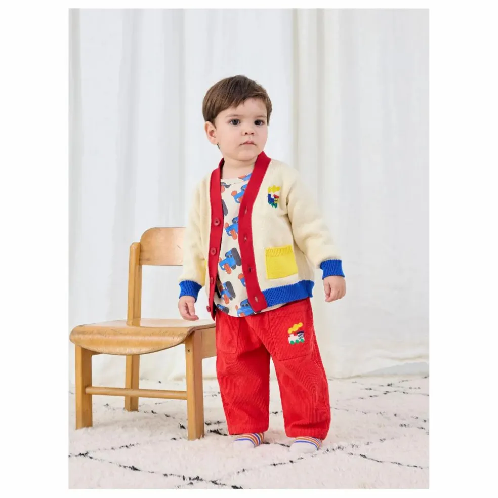 Cardigan Colorblock Train Coton Bio | Ecru