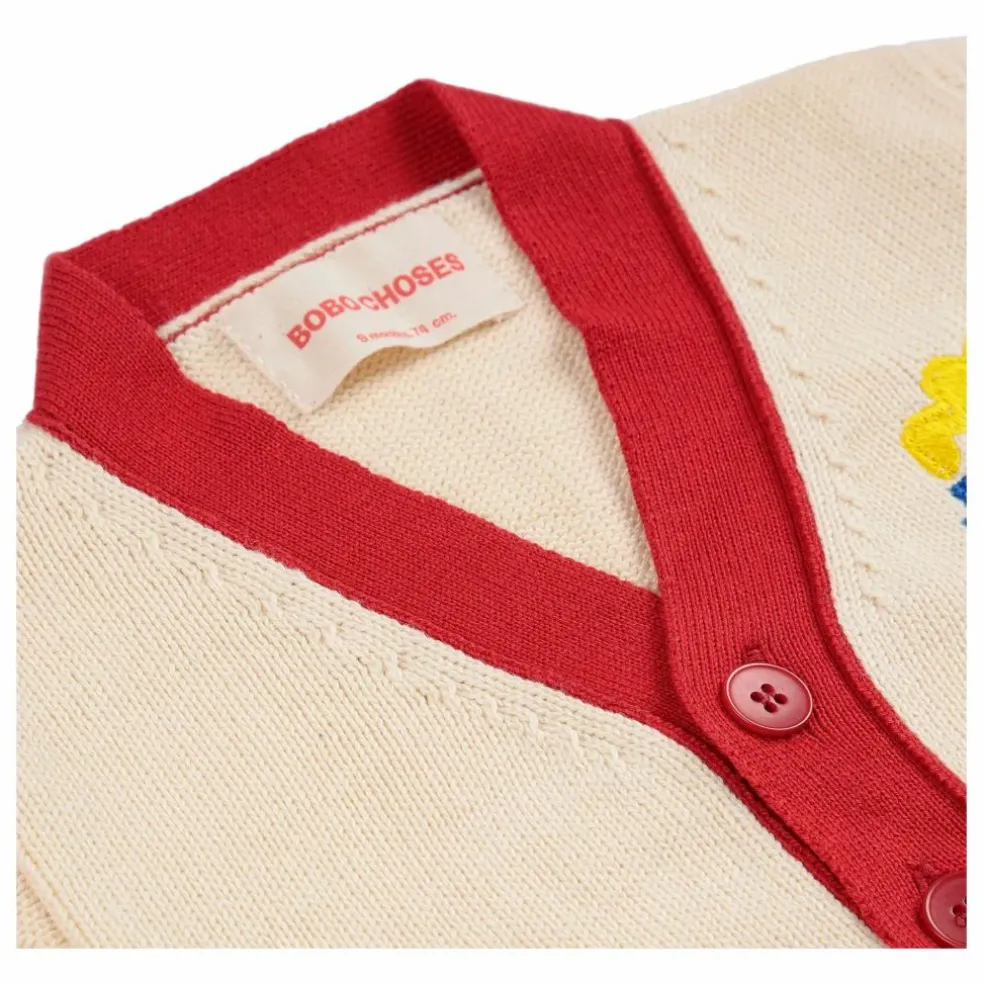 Cardigan Colorblock Train Coton Bio | Ecru