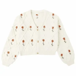 Cardigan Crop Winter Daisy Mini | Ecru