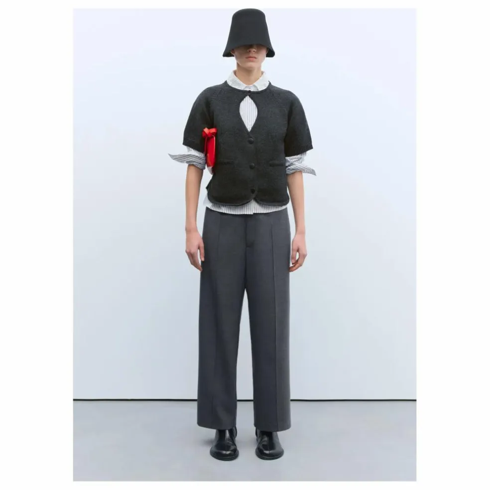 Cardigan Cut-Out Coton Recyclé | Gris anthracite