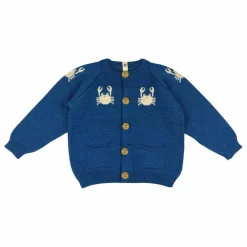 Cardigan Dancing Crabs Mérinos | Bleu