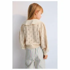 Cardigan Fleurs Col Dentelle Marina Baby Coton Bio | Beige