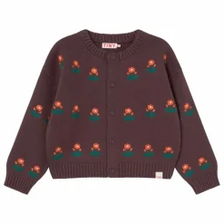 Cardigan Fleurs Laine | Marron