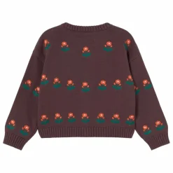 Cardigan Fleurs Laine | Marron