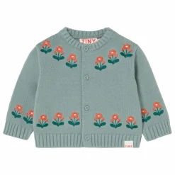 Cardigan Fleurs Laine Bébé | Sauge