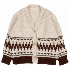 Cardigan Folk Laine Alpaga | Ecru