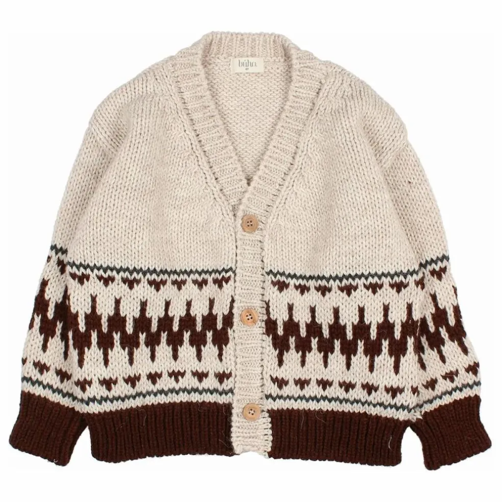 Cardigan Folk Laine Alpaga | Ecru