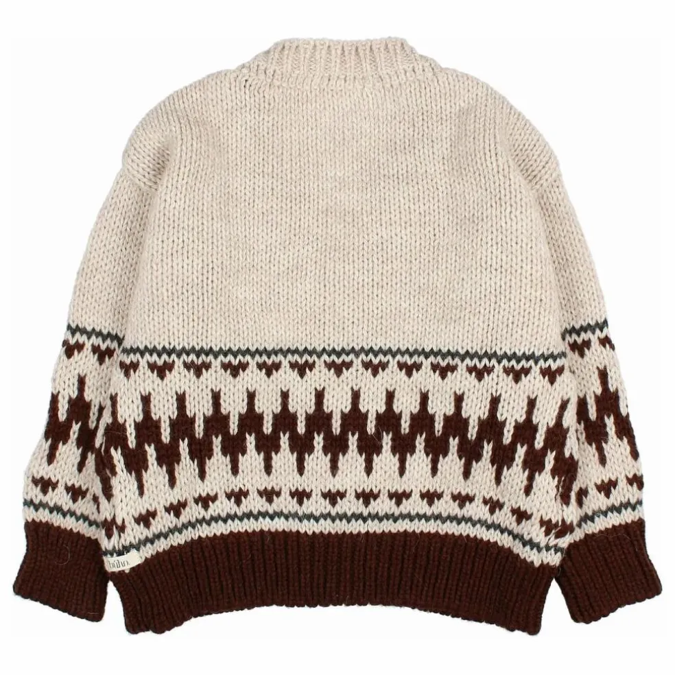 Cardigan Folk Laine Alpaga | Ecru