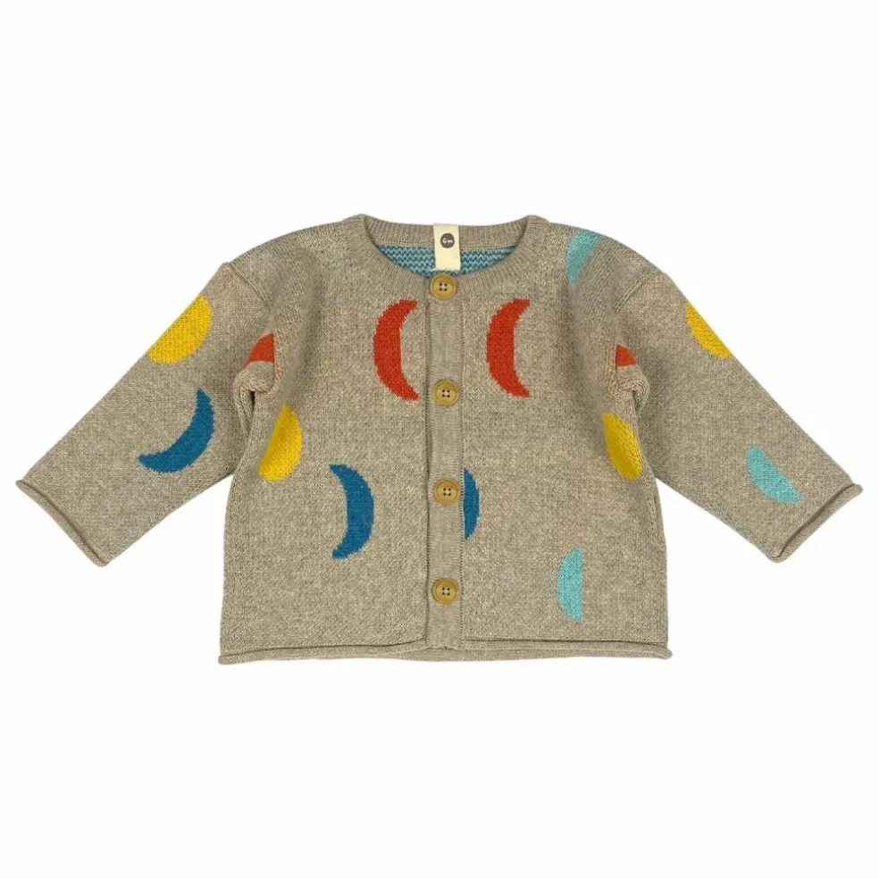 Cardigan Moon Phases Coton Bio | Beige chiné