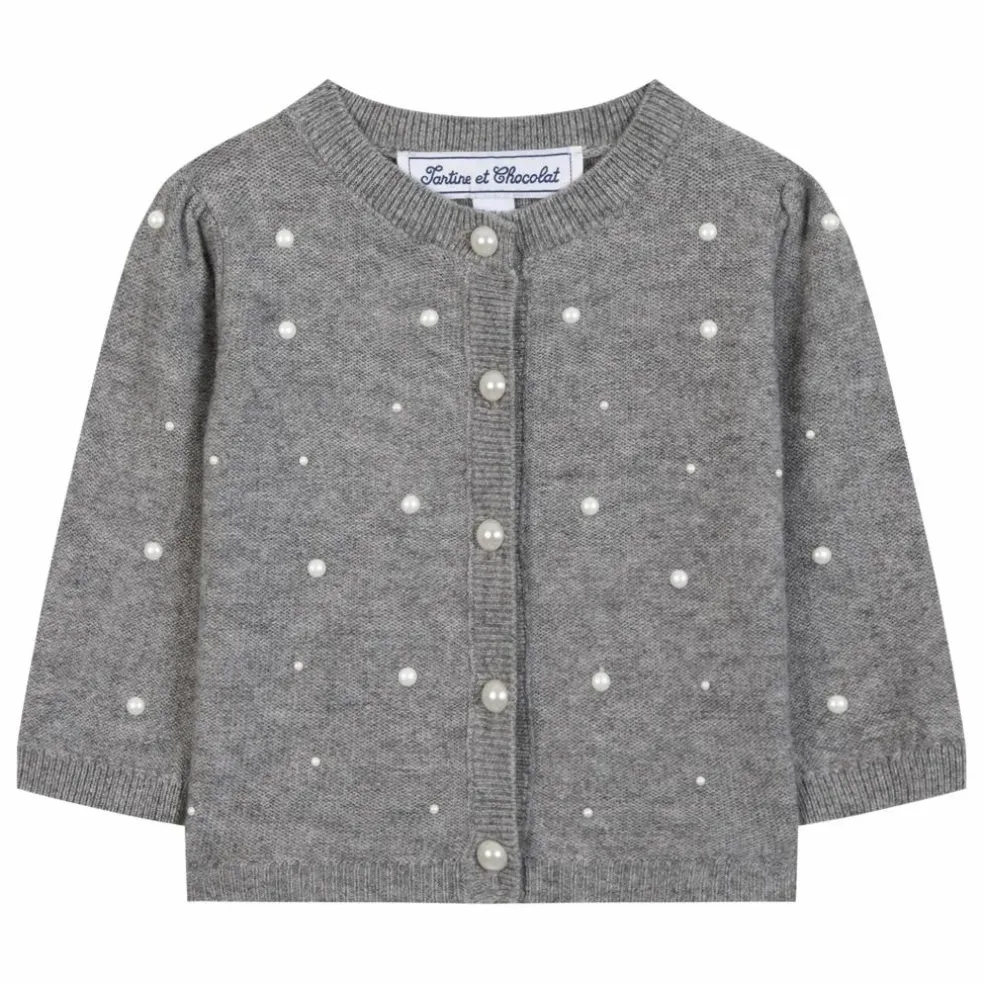 Cardigan Perlé Laine | Gris