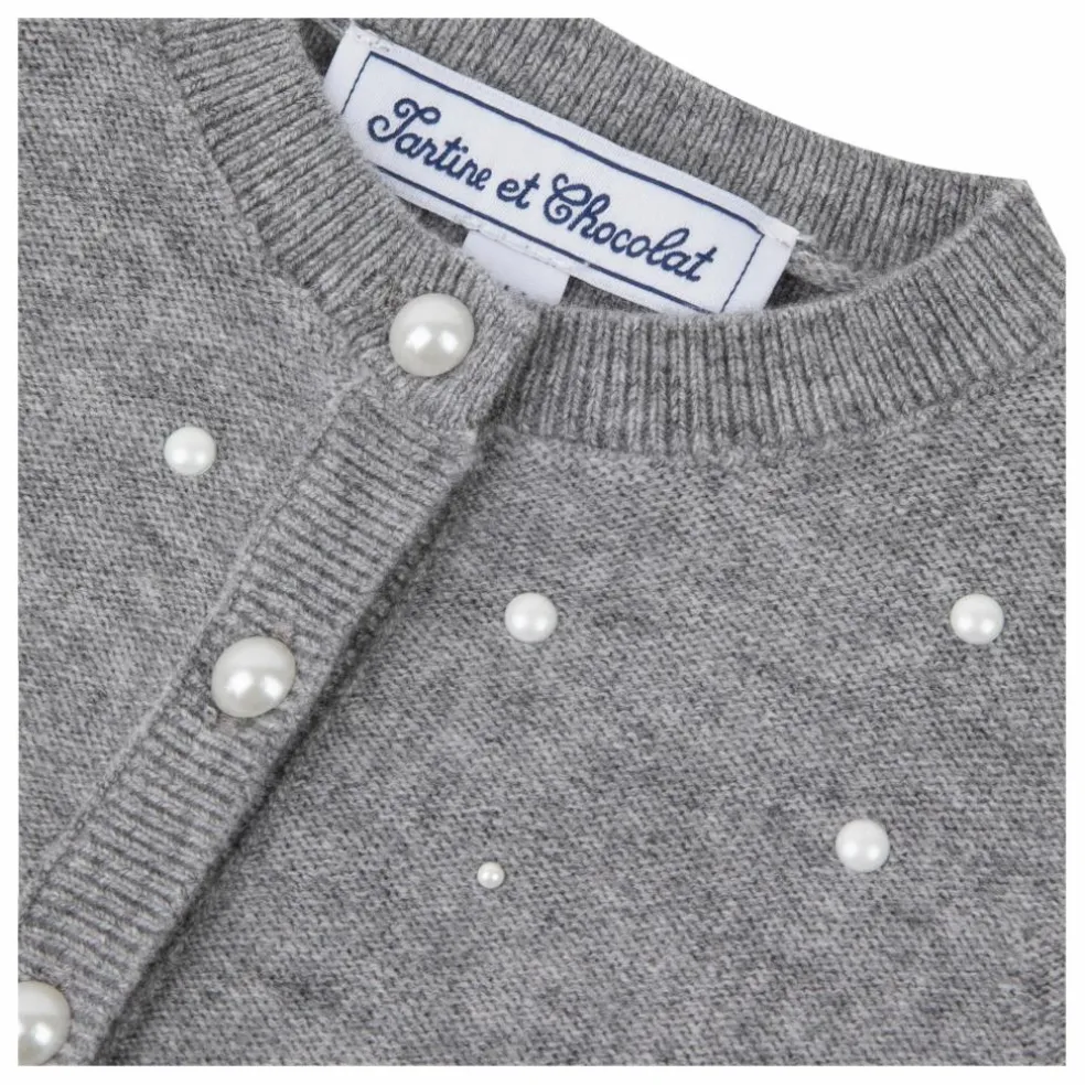 Cardigan Perlé Laine | Gris