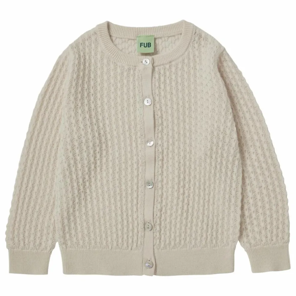 Cardigan Pointelle Maille Fine Laine Mérinos | Ecru