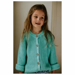 Cardigan Raglan Coton Bio | Bleu turquoise