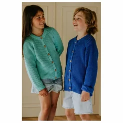 Cardigan Raglan Coton Bio | Bleu turquoise