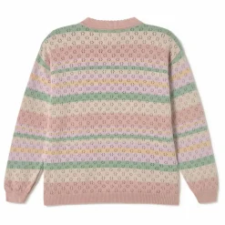 Cardigan Rayé Coton Bio | Rose