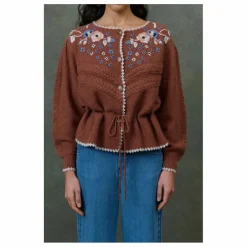 Cardigan Sandya Fibres Recyclées - Collection Femme | Marron