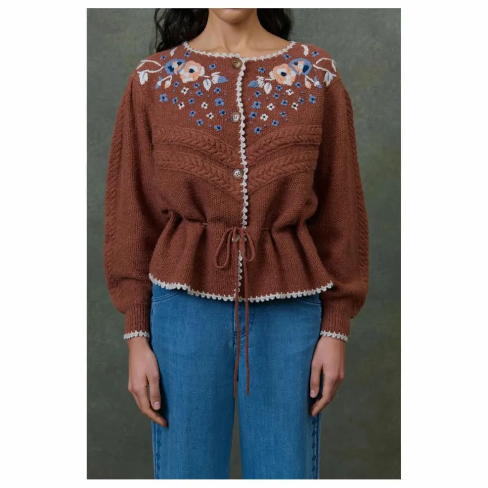 Cardigan Sandya Fibres Recyclées - Collection Femme | Marron