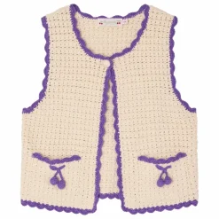 Cardigan Sans Manches Laila Cerises | Ecru