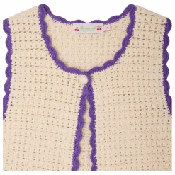 Cardigan Sans Manches Laila Cerises | Ecru