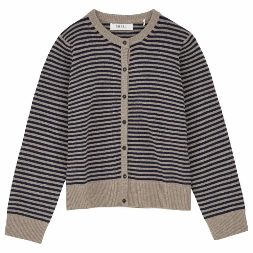 Cardigan Senna Rayé Laine Mérinos | Beige foncé