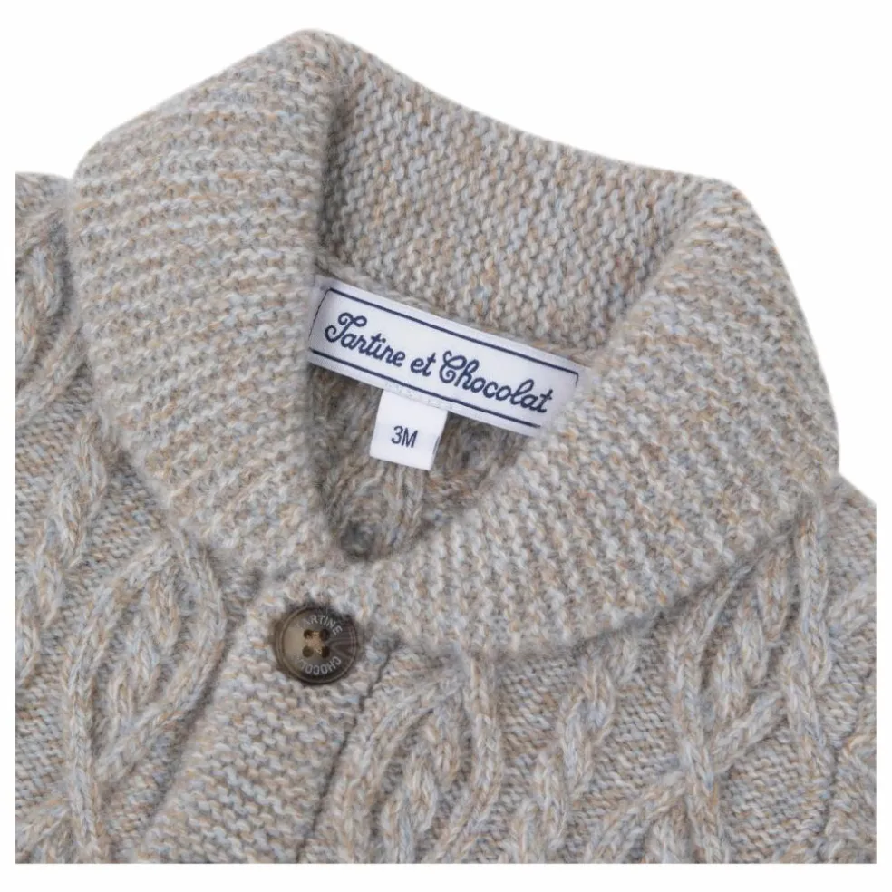 Cardigan Torsades Laine | Bleu gris