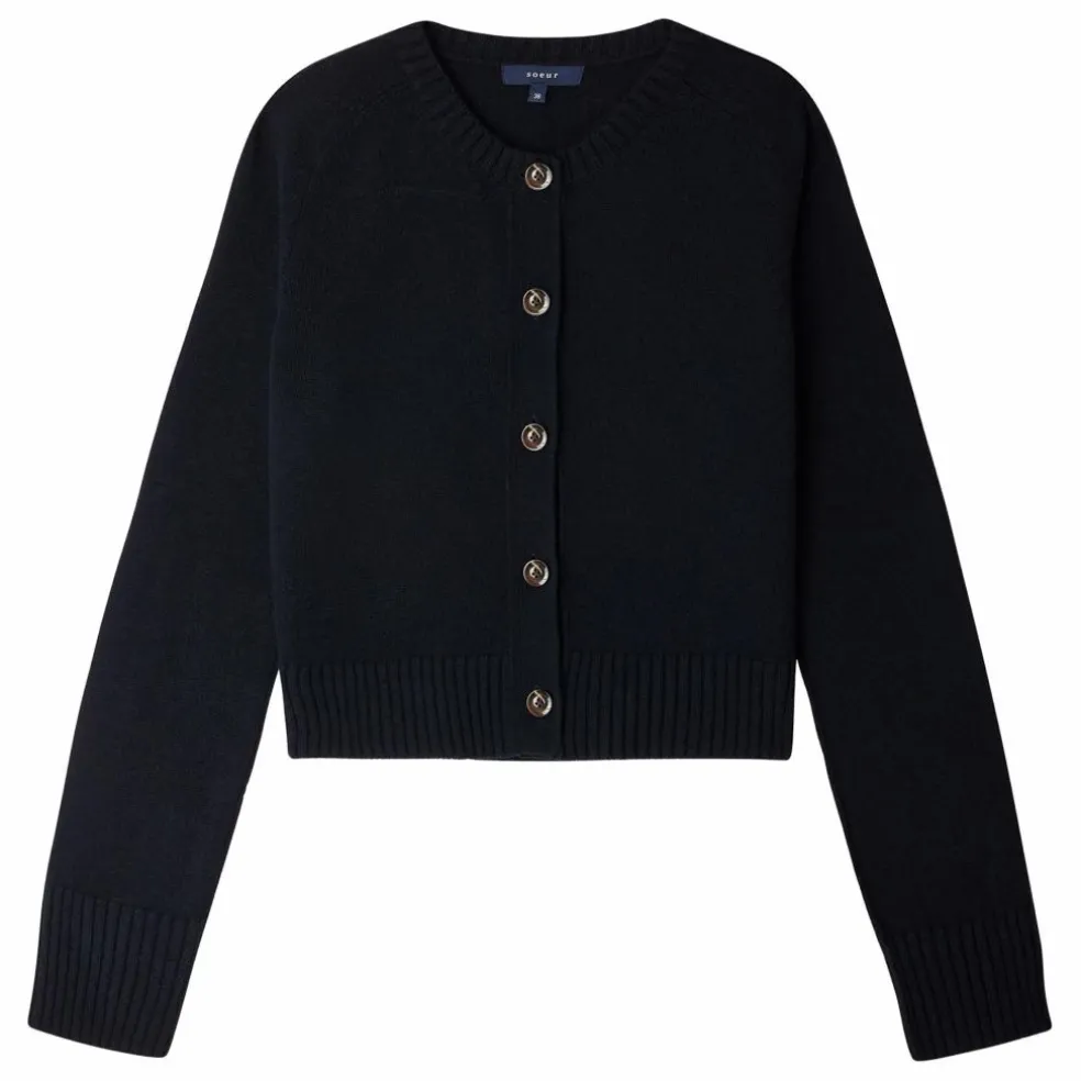 Cardigan Virginia Laine Mérinos | Bleu marine