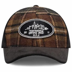 Casquette Skyline Patch Check Laine Carreaux | Marron