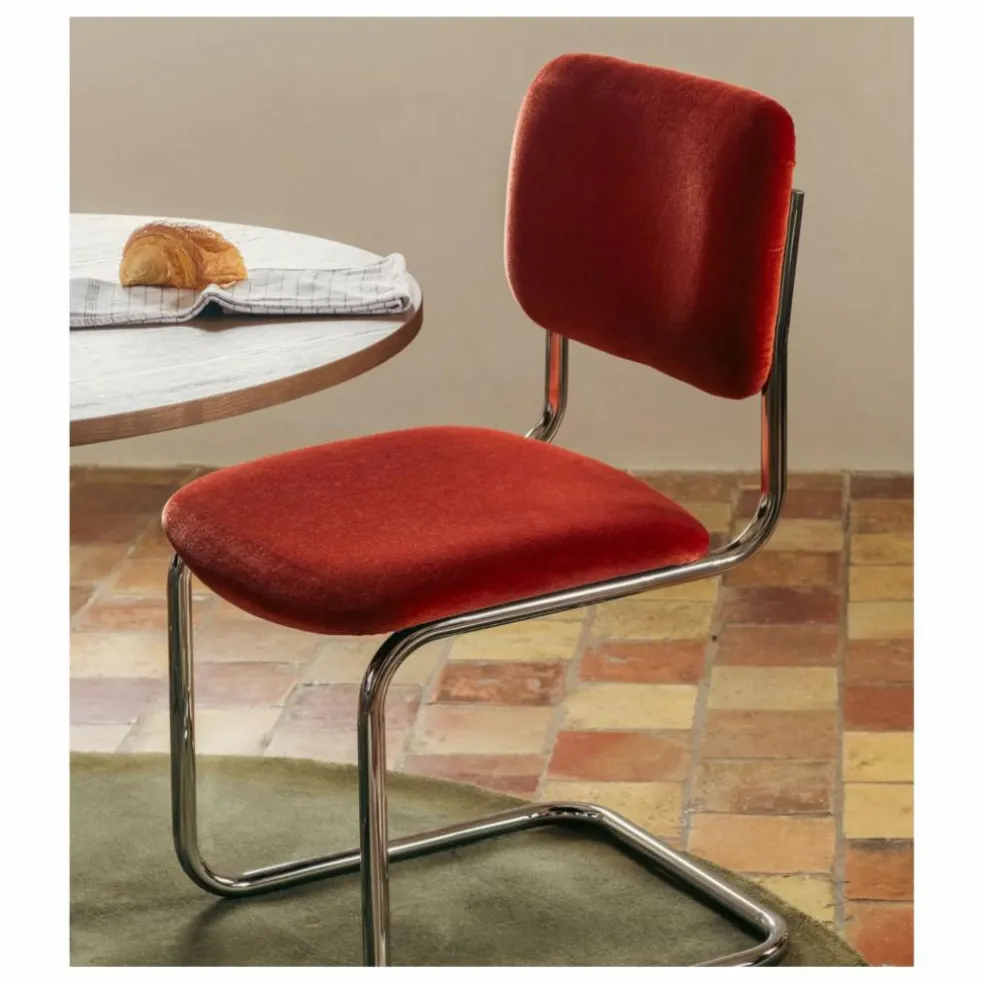 Chaise Classica en velours de mohair | Rouge vermillon