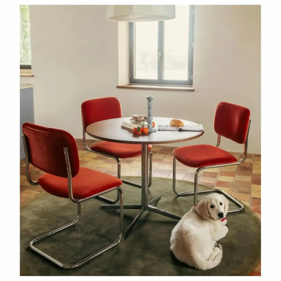 Chaise Classica en velours de mohair | Rouge vermillon