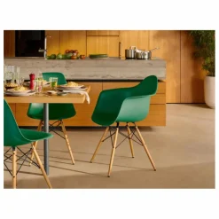 Chaise DAW - piétement érable - Charles & Ray Eames | Vert émeraude