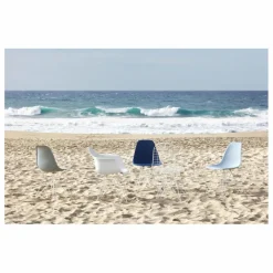 Chaise DSR Plastic - piètement blanc epoxy - Charles & Ray Eames | Gris bleuté