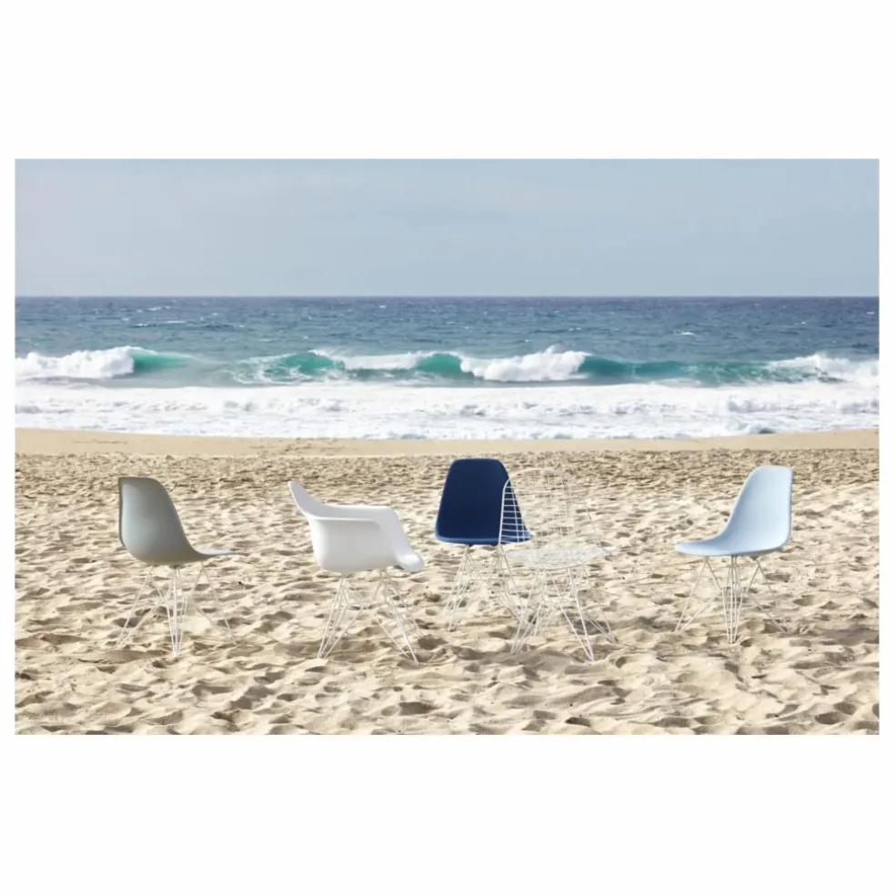 Chaise DSR Plastic - piètement blanc epoxy - Charles & Ray Eames | Gris bleuté