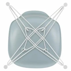 Chaise DSR Plastic - piètement blanc epoxy - Charles & Ray Eames | Gris bleuté