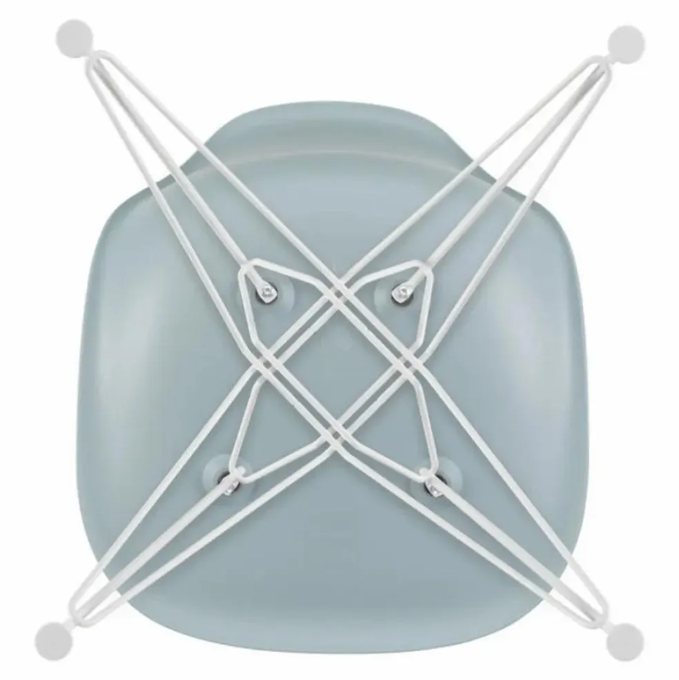 Chaise DSR Plastic - piètement blanc epoxy - Charles & Ray Eames | Gris bleuté