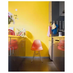 Chaise DSR Plastic - piètement Chromé - Charles & Ray Eames | Rouge coquelicot