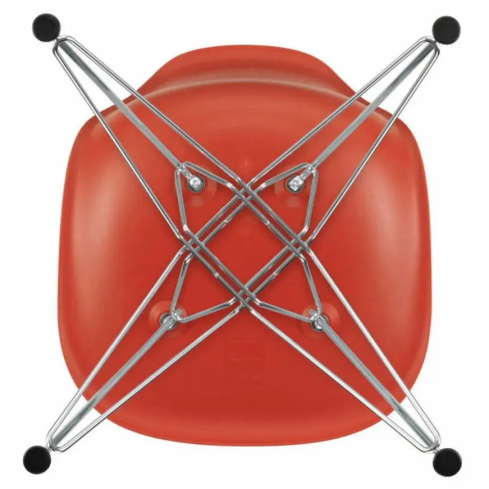 Chaise DSR Plastic - piètement Chromé - Charles & Ray Eames | Rouge coquelicot