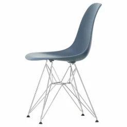 Chaise DSR Plastic - piètement Chromé - Charles & Ray Eames | Bleu de mer